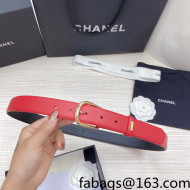 Chanel Calfskin Belt 3cm Red 2021 86