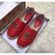 Gucci Leather Espadrille with Double G 551890 Red 2019