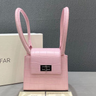 By Far Sabrina Croco Embossed Leather Top Handel Bag Pink 2020
