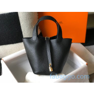 Hermes Picotin Lock Bag 18cm in Togo Calfskin Black/Gold 2020