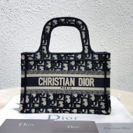 Dior Mini Book Tote Bag in Original Oblique Embroidered Canvas Blue 2019