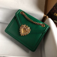 Dolce&Gabbana Small Devotion Smooth Leather Shoulder Bag Green 2020