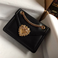 Dolce&Gabbana Small Devotion Smooth Leather Shoulder Bag Black 2020