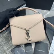 Saint Laurent CASSANDRA Mini Top Handle Bag in Grained Leather 602716 Light Pink 2020