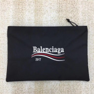 Balen Nylon Embroidered Pouch Clutch Large Bag Black 2017