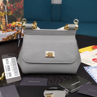 Dolce&Gabbana Classic Mini Sicily Palm-Grained Leather Top Handle Bag 5516 Medium Grey 2020
