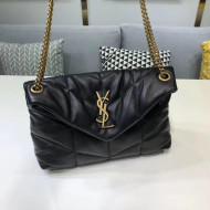 Saint Laurent Loulou Puffer Small Bag in Quilted Lambskin 577476 Black/Gold 2020
