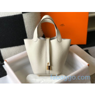 Hermes Picotin Lock Bag 18cm in Togo Calfskin White/Gold 2020
