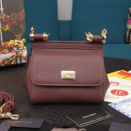 Dolce&Gabbana Classic Mini Sicily Palm-Grained Leather Top Handle Bag 5516 Burgundy 2020