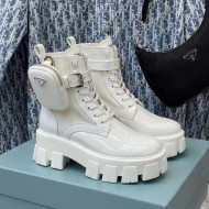 Prada Monolith Brushed Rois Leather and Nylon Boots Off-white 2021