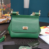 Dolce&Gabbana Classic Mini Sicily Palm-Grained Leather Top Handle Bag 5516 Green 2020