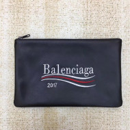 Balen Calfskin Embroidered Pouch Clutch Mini Bag Black 2017