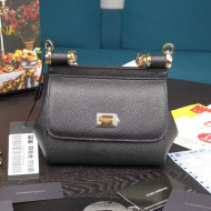 Dolce&Gabbana Classic Mini Sicily Palm-Grained Leather Top Handle Bag Black 2020