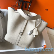 Hermes Picotin Lock Bag 22cm in Togo Calfskin White/Silver 2020