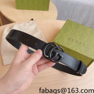 Gucci Aria GG Marmont Leather Belt 3cm All Black 2021 15