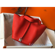Hermes Picotin Lock Bag 22cm in Togo Calfskin Bright Red/Silver 2020