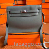 Hermes Kelly Danse Backpack in Evercolor Leather Almont Grey/Silver 2020