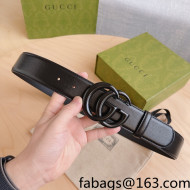 Gucci Aria GG Marmont Leather Belt 4cm All Black 2021 15