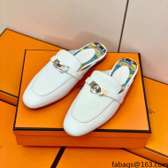 Hermes Oz Mule in Smooth Calfskin with Iconic Kelly Buckle White 23 2022(Handmade)