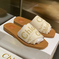 Chloe Logo Canvas Strap Flat Slide Sandals Khaki 2021