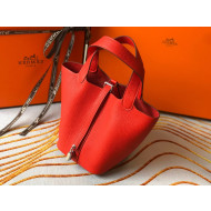 Hermes Picotin Lock Bag 18cm in Togo Calfskin Bright Red/Silver 2020