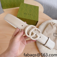 Gucci Aria GG Marmont Leather Belt 4cm All White 2021 19
