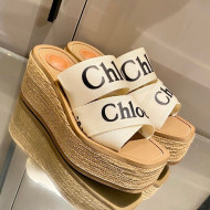 Chloe Logo Canvas Strap Platform Sandals White 2021