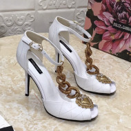 Dolce&Gabbana DG Calfskin Chain Sandals 10.5cm White 2021