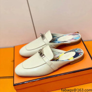 Hermes Oz Mule in Smooth Calfskin with Iconic Kelly Buckle Off-white 27 2022(Handmade)