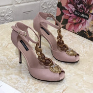 Dolce&Gabbana DG Calfskin Chain Sandals 10.5cm Pink 2021