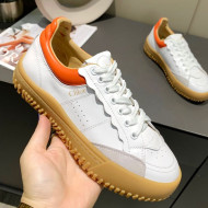Chloe Wave Calfskin Sneakers White/Orange 2021