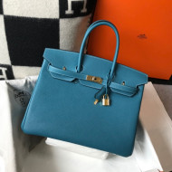 Hermes Birkin Bag 35cm in Togo Leather Blue Denim 2021