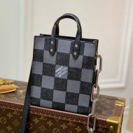 Louis Vuitton Men's Sac Plat XS Tote Bag in Damier Leather N60479 Black 2021