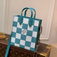 Louis Vuitton Men's Sac Plat XS Tote Bag in Damier Leather N60495 Teal Green 2021