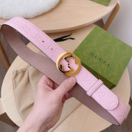 Gucci GG Leather Belt 3.7cm Pink/Gold 2021 29