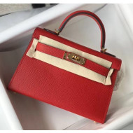 Hermes Mini Kelly II Handbag in Original Epsom Leather Red (Gold Hardware)