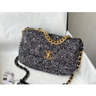 Chanel 19 Tweed Small Flap Bag AS1160 Black/White 2021