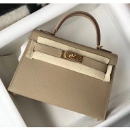Hermes Mini Kelly II Handbag in Original Epsom Leather Dove Grey (Gold Hardware)