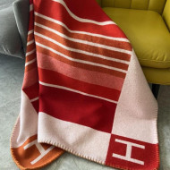 Hermes Striped Wool Blanket 135x170cm Orange 2021