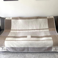 Hermes Striped Wool Blanket 135x170cm Grey/Brown 2021