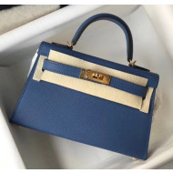 Hermes Mini Kelly II Handbag in Original Epsom Leather Deep Blue(Gold Hardware)