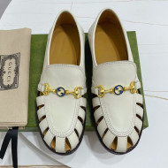 Gucci Calfskin Cut out Loafers White 2021