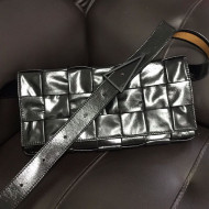 Bottega Veneta Waxed Leather Maxi-Woven Belt Bag/Crossbody Bag Black 2020