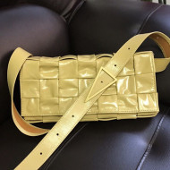 Bottega Veneta Waxed Leather Maxi-Woven Belt Bag/Crossbody Bag Yellow 2020