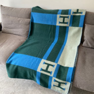 Hermes Striped Wool Blanket 135x170cm Blue/Green 2021