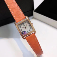 Hermes Cape Cod Grained Leather Watch 23x23mm Orange/Gold 2020