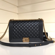 Chanel Boy Grained Calfskin Large Flap Bag 28cm Black/Aged Gold 2021