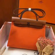 Hermes Herbag 31cm PM Double-Canvas Shoulder Bag Orange/Brown 