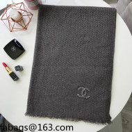 Chanel One-Stone Cashmere Scarf 65x190cm Grey 2021 110280