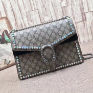 Gucci Dionysus GG Supreme Medium Shoulder Bag with Crystals 403348 Black 2017